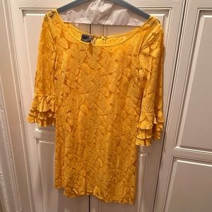 Muse Yellow Lace Floral Dress